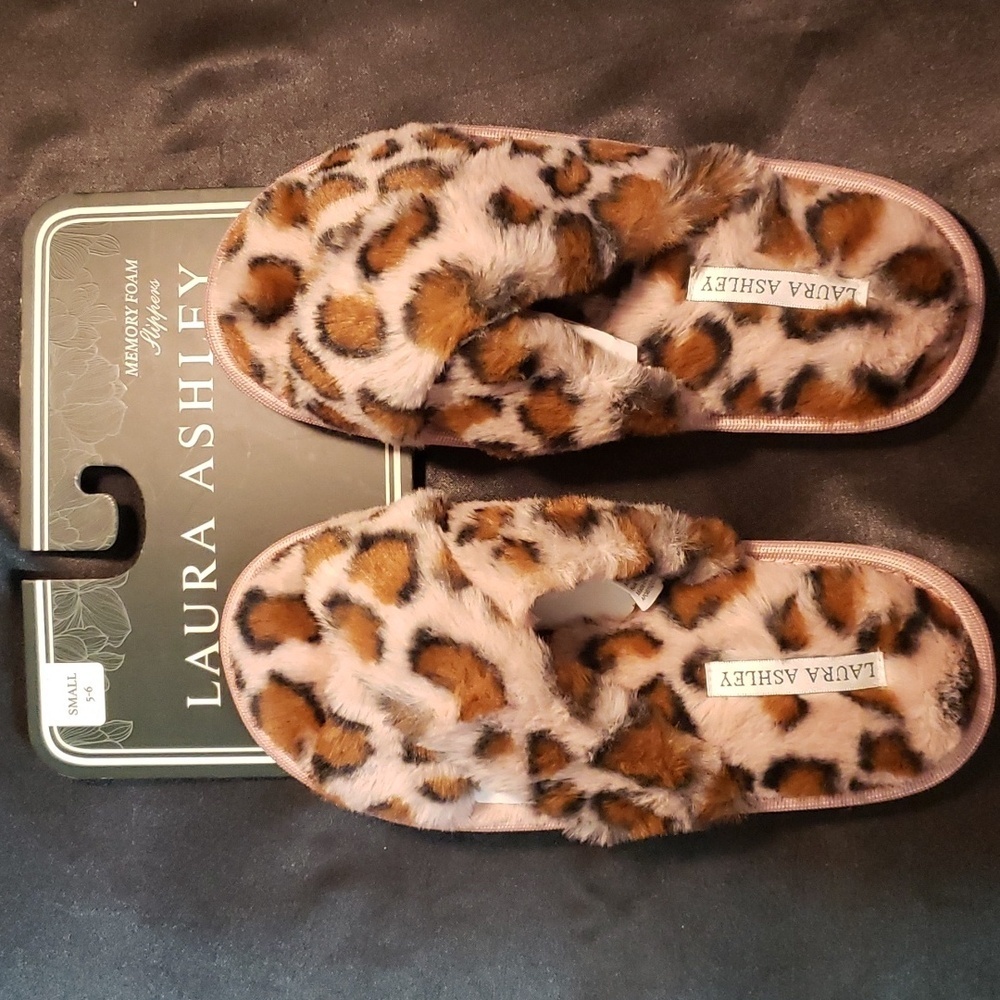 Laura Ashley animal print memory foam slippers